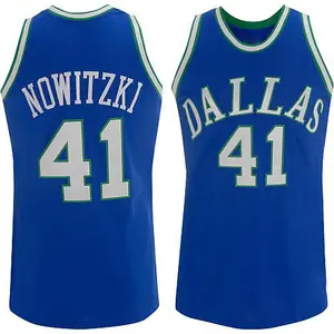 Men's Dirk Nowitzki Dallas Mavericks Mitchell and Ness Swingman Blue Throwback Jersey