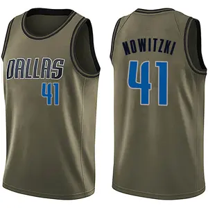Men's Dirk Nowitzki Dallas Mavericks Nike Swingman Green Salute to Service Jersey