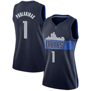 Women's John Poulakidas Dallas Mavericks Nike Swingman Navy Jersey - Statement Edition
