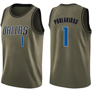 Youth John Poulakidas Dallas Mavericks Nike Swingman Green Salute to Service Jersey